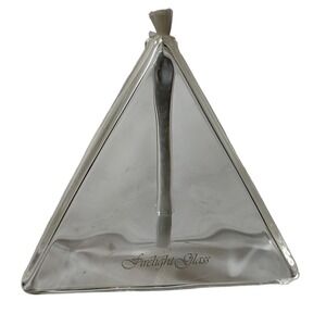 Firelight Oil Lamp Prism Hand Blown Clear Glass Triangle 3.25 in With Wick‎